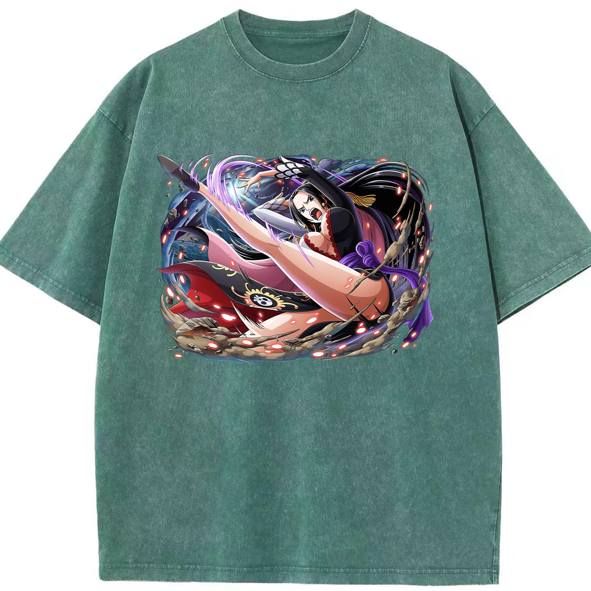 ワンピース ボア・ハンコック ONE PIECE Boa·Hancock 綿100% ヴィンテージ風 半袖Tシャツ（フロントプリント）
